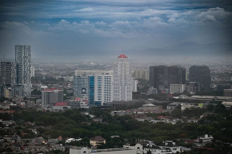 Aerial view of the Jakarta skyline and its high-rise office towers